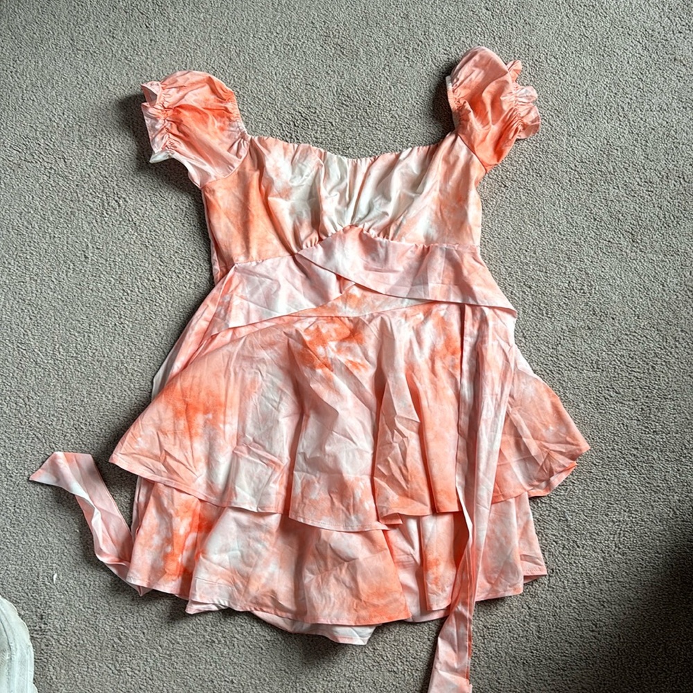 Orange and white tie sundress